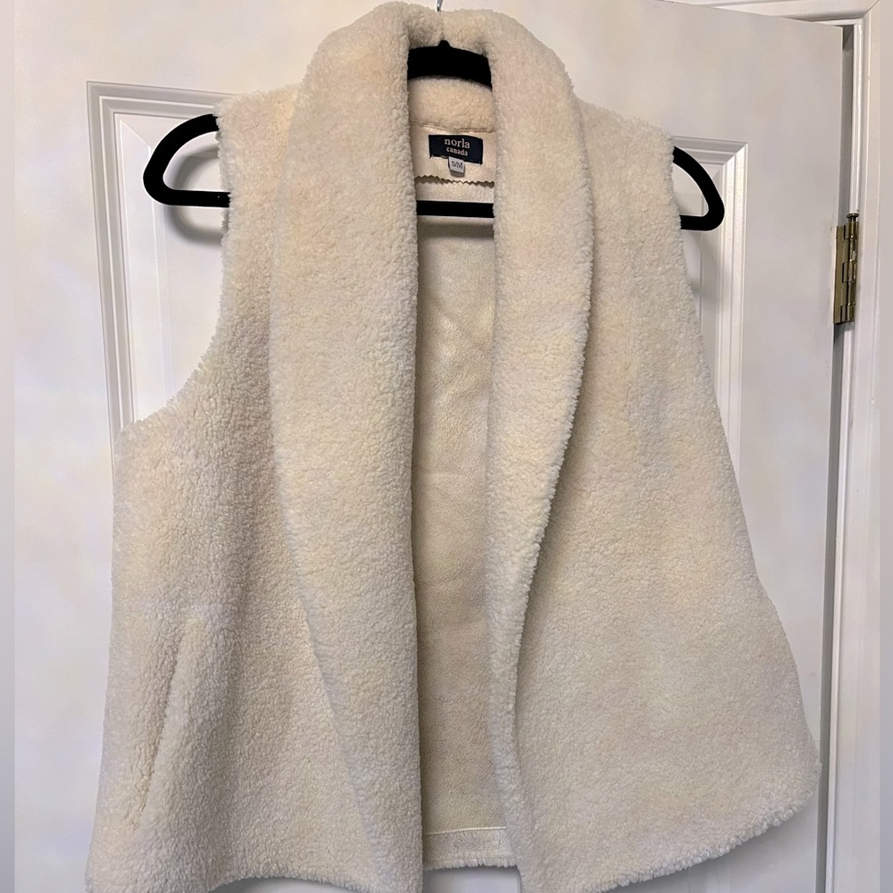 Fuzzy white vest. From Anthropologie